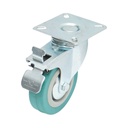 Roata pivotanta 75x21mm cu frana, cauciuc plin albastru, placa otel 65x65mm 45kg