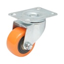 Roata pivotanta 64x31mm fara frana, PVC portocaliu, placa otel 94x63mm 60kg