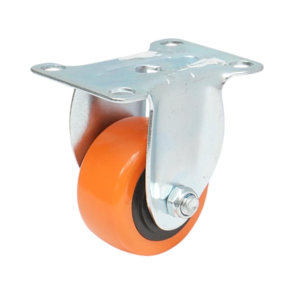 Roata fixa 64x31mm fara frana, PVC portocaliu, placa otel 94x63mm 60kg