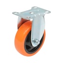 Roata fixa 100x31mm fara frana, PVC portocaliu, placa otel 94x63mm 90kg