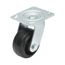 Roata pivotanta industriala 100x50mm fara frana, cauciuc plin negru, placa otel 115x100mm 100kg