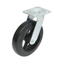 Roata pivotanta industriala 200x50mm fara frana, cauciuc plin negru, placa otel 115x100mm 220kg