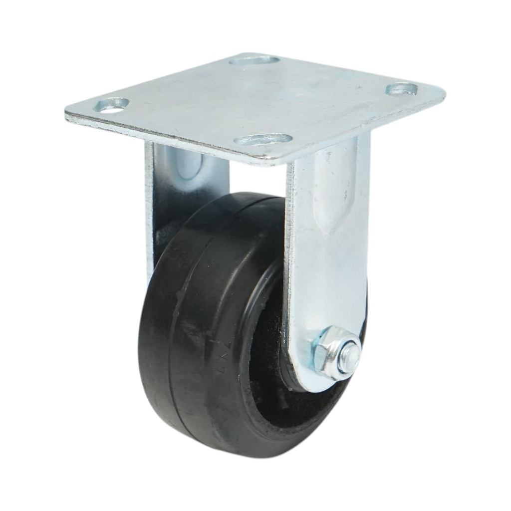 Roata fixa industriala 100x50mm fara frana, cauciuc plin negru, placa otel 115x100mm 100kg
