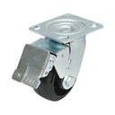 Roata pivotanta industriala 100x50mm cu frana, cauciuc plin negru, placa otel 115x100mm 100kg