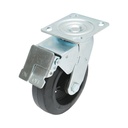 Roata pivotanta industriala 150x50mm cu frana, cauciuc plin negru, placa otel 115x100mm 200kg