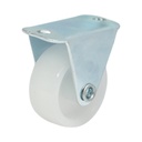 Roata fixa 30x14mm fara frana, polipropilena alba, placa otel 37x19mm 15kg