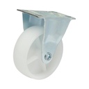 Roata fixa 73x25mm fara frana, polipropilena alba, placa otel 70x44mm 45kg