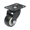 Roata pivotanta 42x21mm fara frana, PVC negru, placa otel 60x43mm 30kg