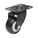 Roata pivotanta 50x24mm fara frana, PVC negru, placa otel 72x52mm 40kg