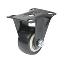 Roata fixa 42x21mm fara frana, PVC negru, placa otel 60x43mm 30kg