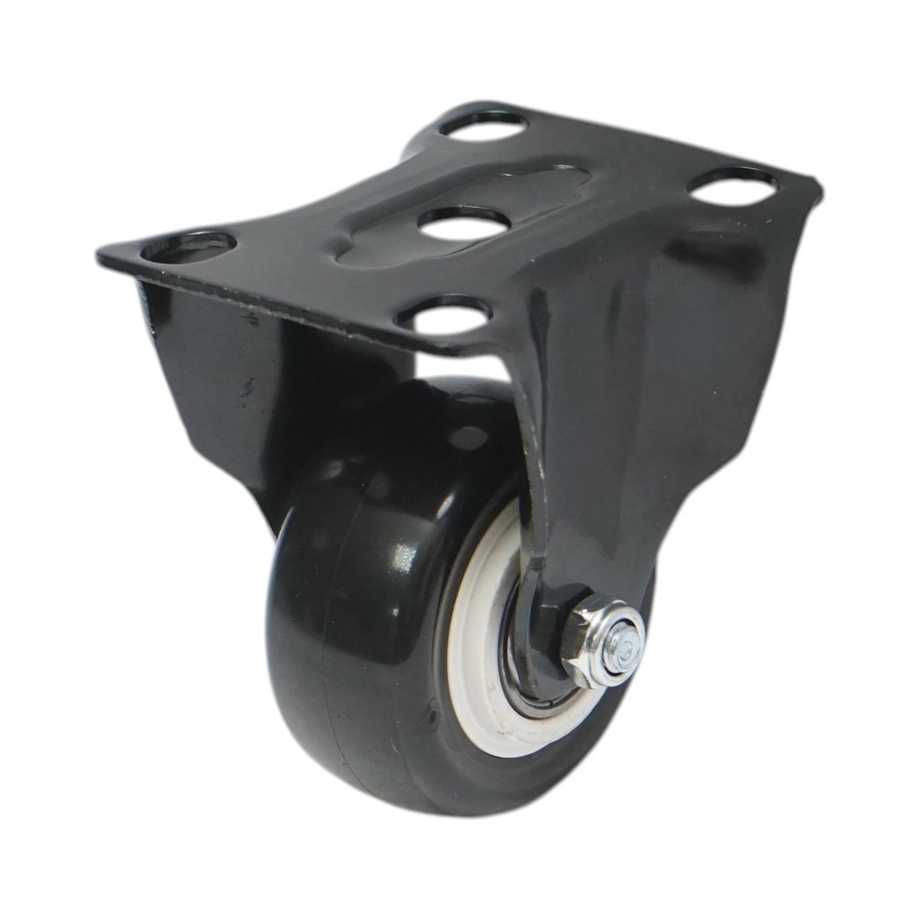 Roata fixa 50x24mm fara frana, PVC negru, placa otel 72x52mm 40kg