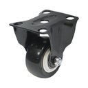 Roata fixa 50x24mm fara frana, PVC negru, placa otel 72x52mm 40kg