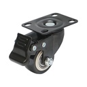 Roata pivotanta 42x21mm cu frana, PVC negru, placa otel 60x43mm 30kg