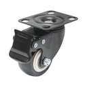 Roata pivotanta 50x24mm cu frana, PVC negru, placa otel 72x52mm 40kg