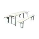 Set berarie cu masa si 2 banci pliabile din lemn masiv pentru gradina, terasa, evenimente 2200x800x770mm