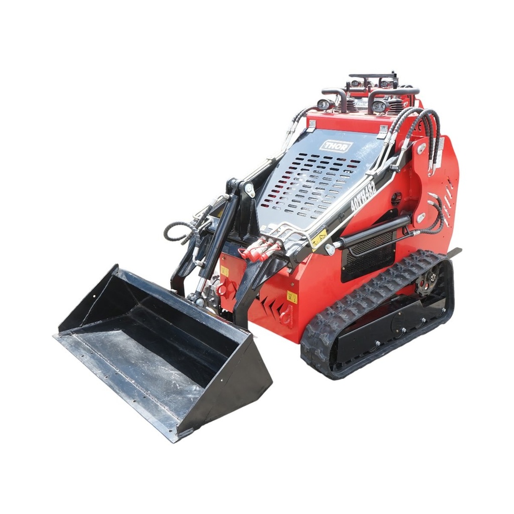 Mini incarcator frontal pe senile, motor benzina 23CP, 739cc, capacitate ridicare 350kg, volum cupa 0.15m3 THOR