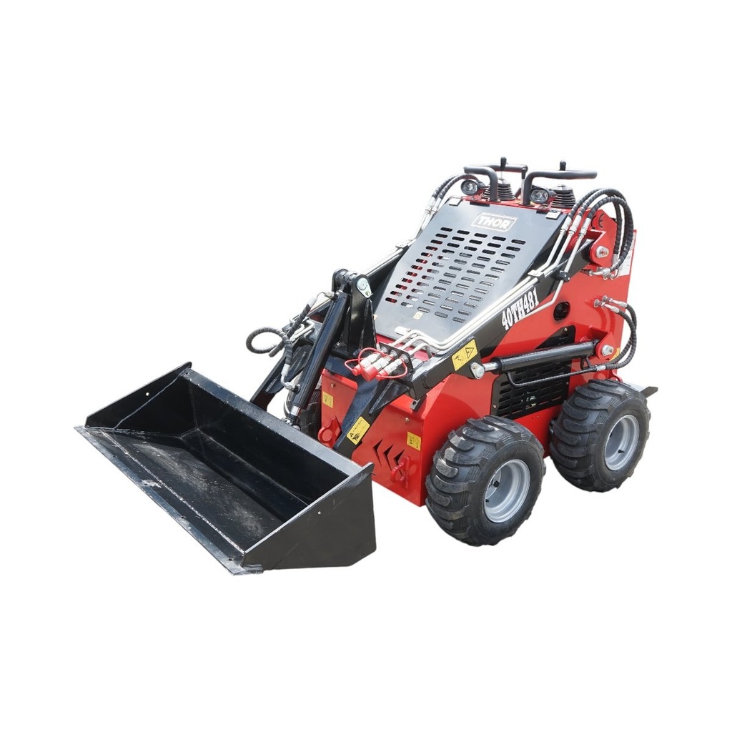 Mini incarcator frontal pe roti, motor benzina 23CP, 739cc, capacitate ridicare 350kg, volum cupa 0.15m3 THOR