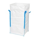 Sac big bag 100x100x130cm alb, capacitate 2000kg, tip U-Panel nelaminat, fund plan, top fusta 85cm