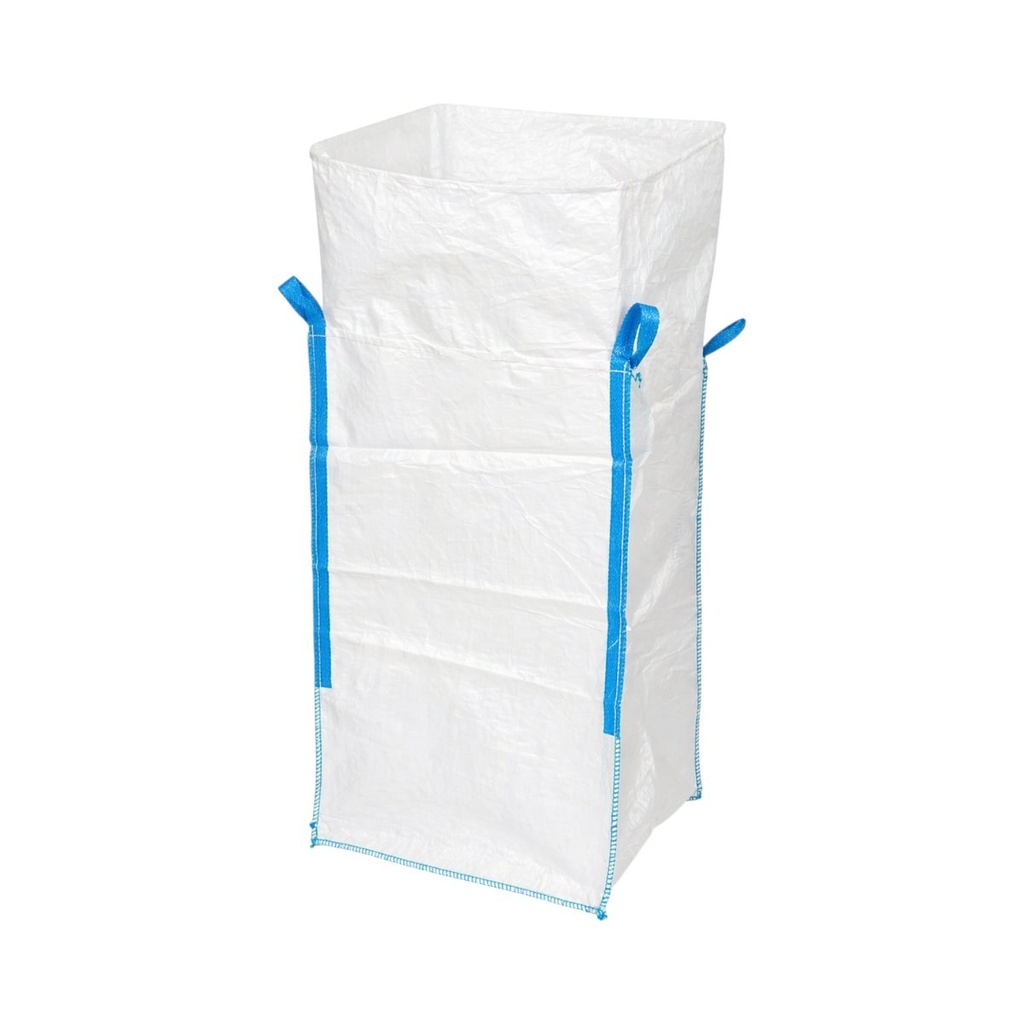 Sac big bag 95x95x165cm alb, capacitate 1500kg, tip U-Panel nelaminat, fund plan, top fusta 85cm