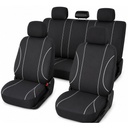 Set huse scaune auto universale negru-alb, material textil 8 piese