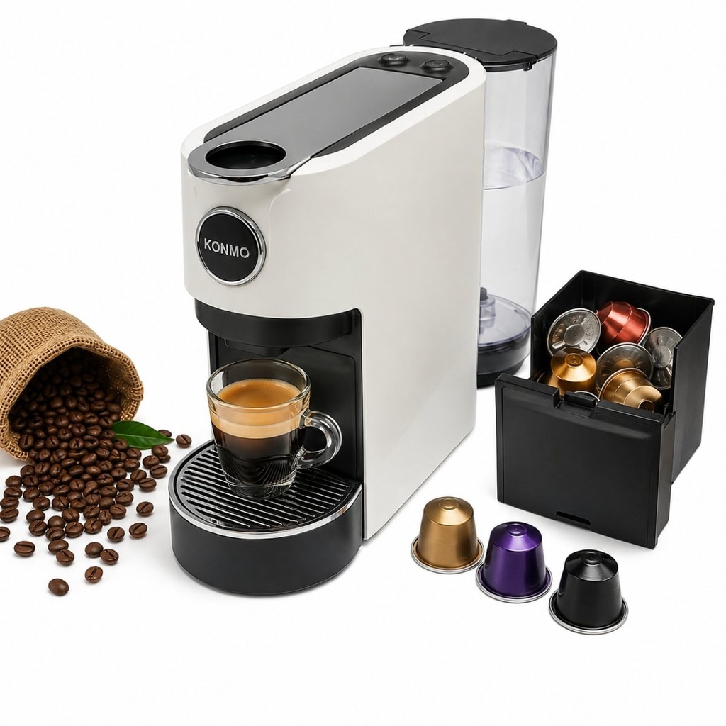 Espressor cu capsule Nespresso 1350W, 220V, presiune 20 bar, rezervor apa 1.2L, recipient capsule uzate