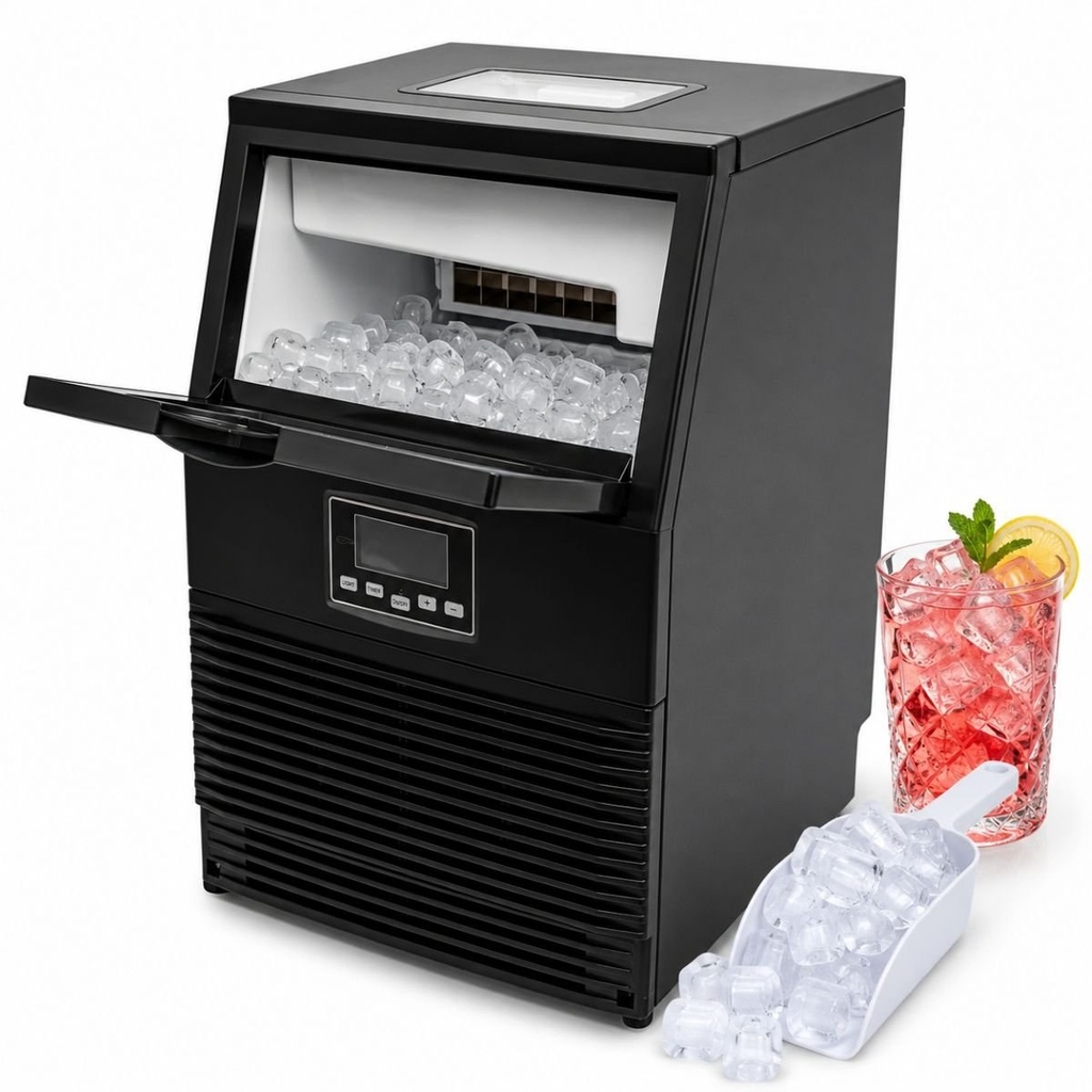 Masina de facut gheata profesionala 40 kg/24h, rezervor apa 3.5L, conexiune apa retea, cos colectare 4kg, autocuratare, afisaj LCD