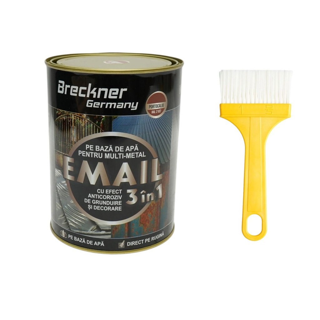 Vopsea email anticoroziva 3 in 1 portocaliu 2107 Amazone 2kg pentru metal, direct pe rugina, pe baza de apa