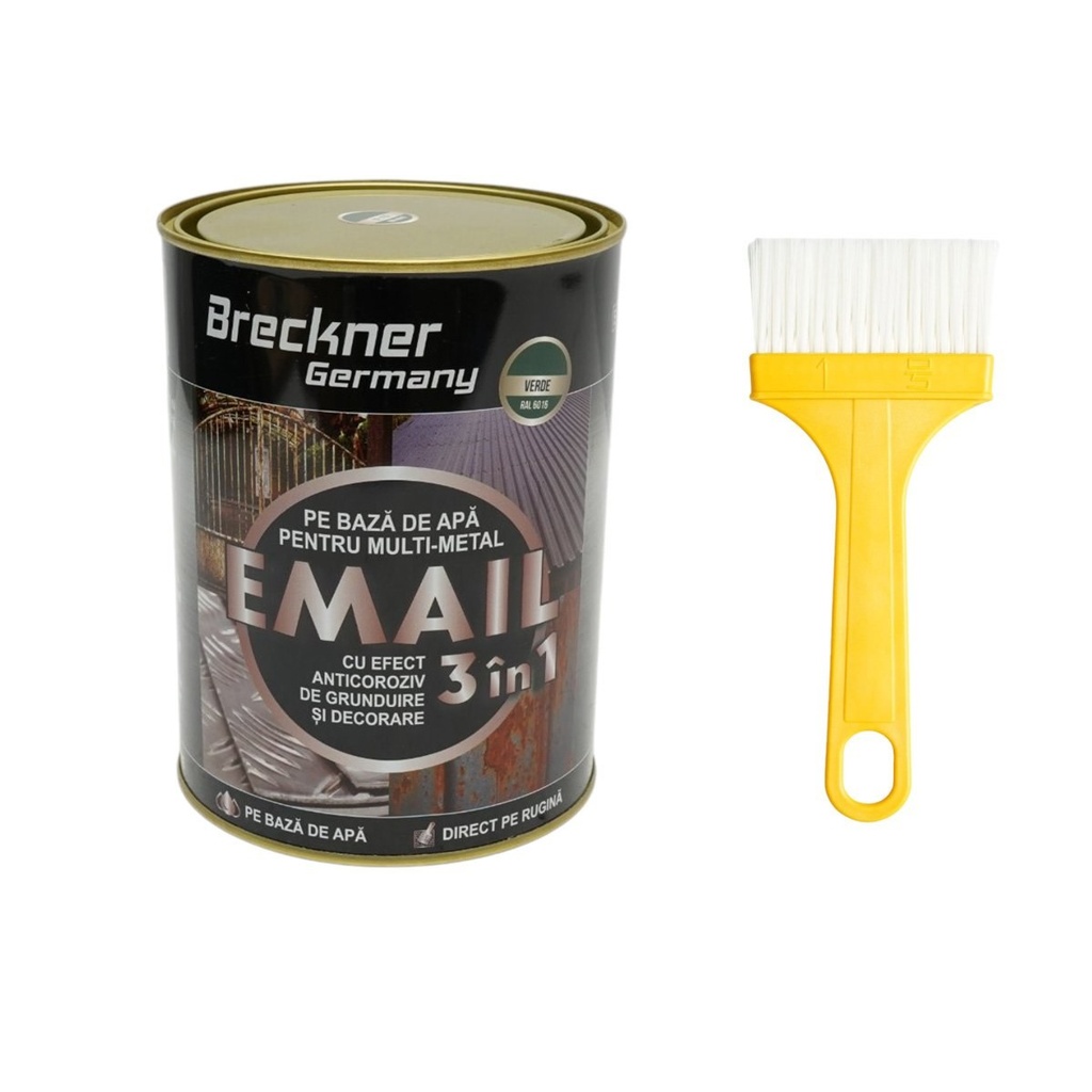 Vopsea email anticoroziva 3 in 1 verde 6016 pentru metal 2kg, direct pe rugina, pe baza de apa