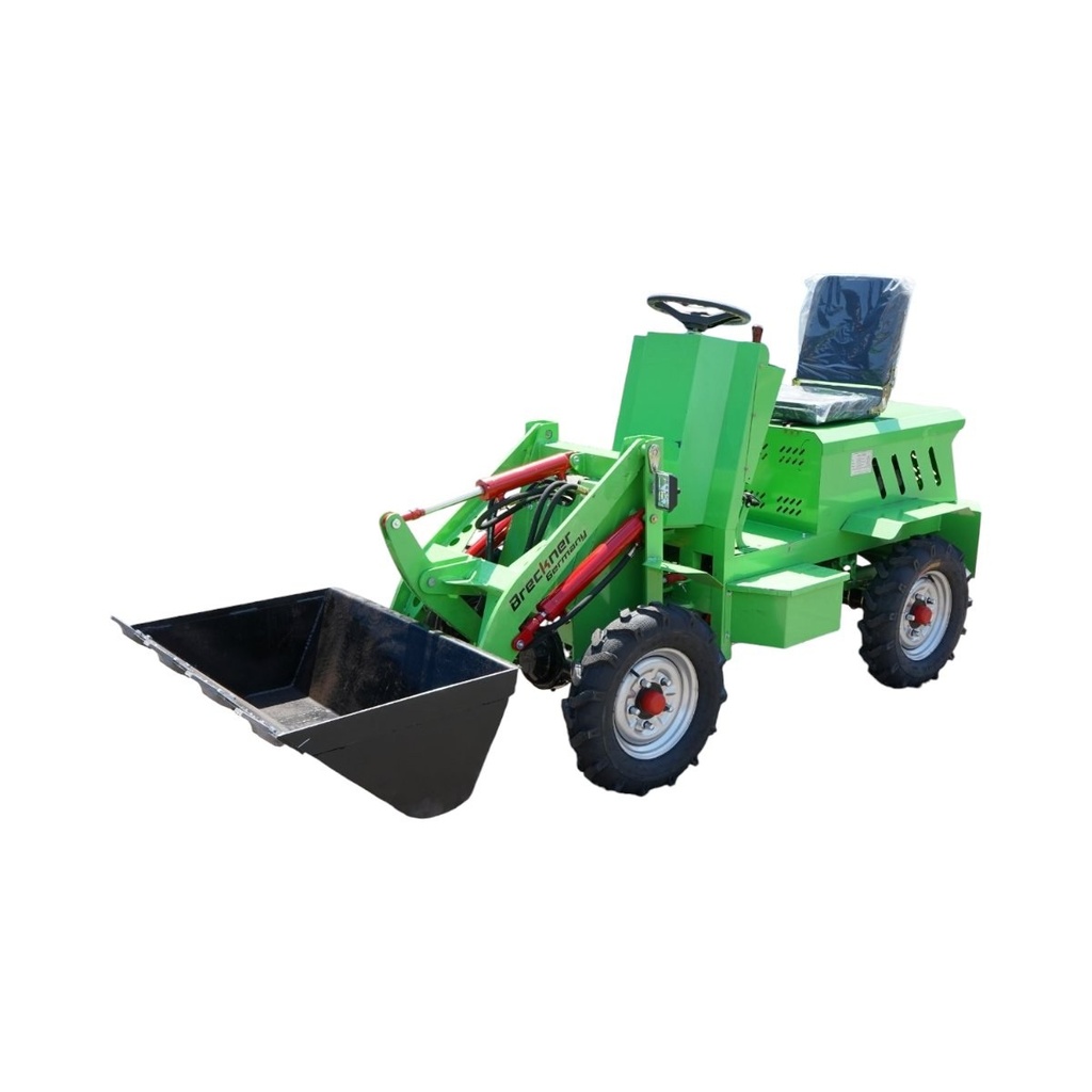 Mini incarcator frontal electric articulat 4x4, 2 motoare brushless 2200W, baterie 60V/70Ah, capacitate ridicare 400kg, latime cupa 1000mm