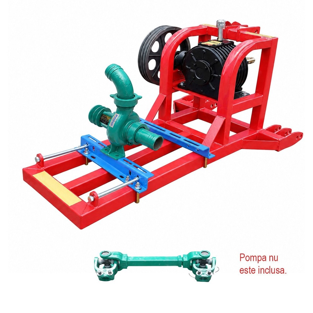 Cadru metalic pompa apa centrifuga WK88 cu suport motor, reductor, transmisie pe curea, prindere in 3 puncte si cardan inclus