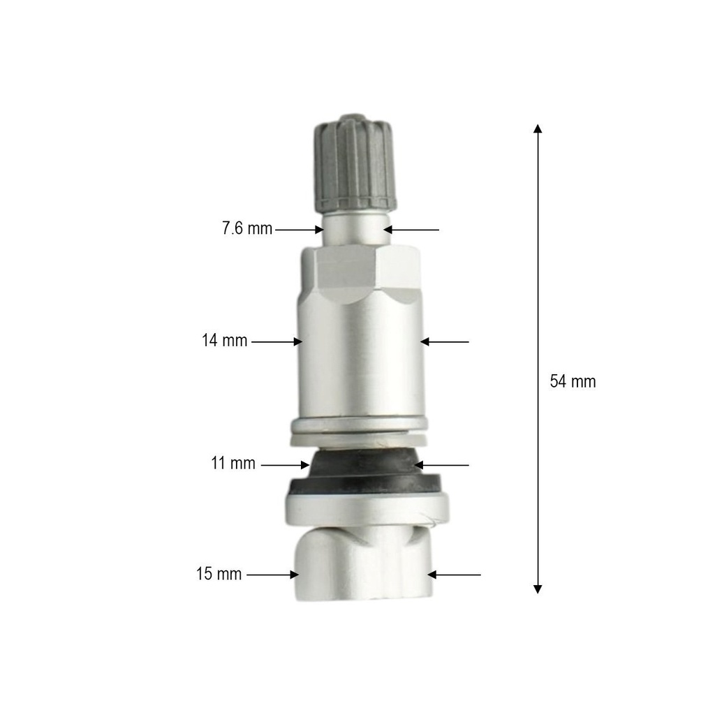 Valva roata tubeless argintie 54mm compatibila senzor TPMS-01