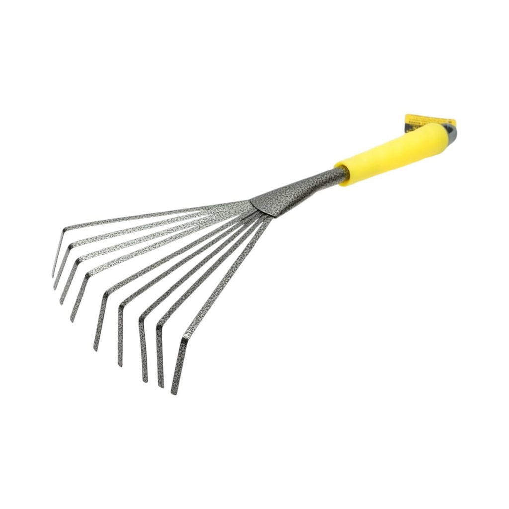 Grebla de gradina evantai cu 9 dinti flexibili din otel carbon 145x350mm, maner ergonomic PP Crownman