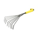 Grebla de gradina evantai cu 9 dinti flexibili din otel carbon 145x350mm, maner ergonomic PP Crownman