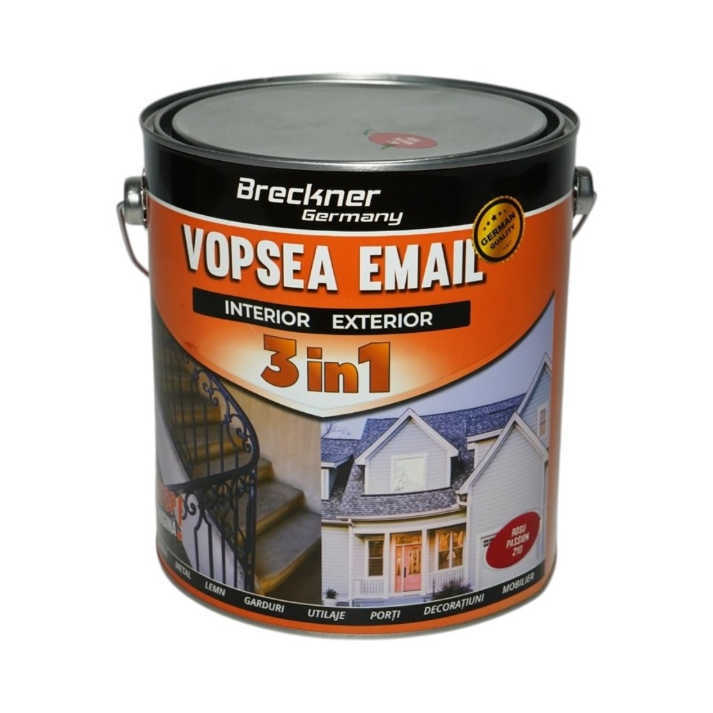 Vopsea email anticoroziva 3 in 1 rosu passion 21D pe baza de solvent 3.5L, direct pe rugina, interior si exterior