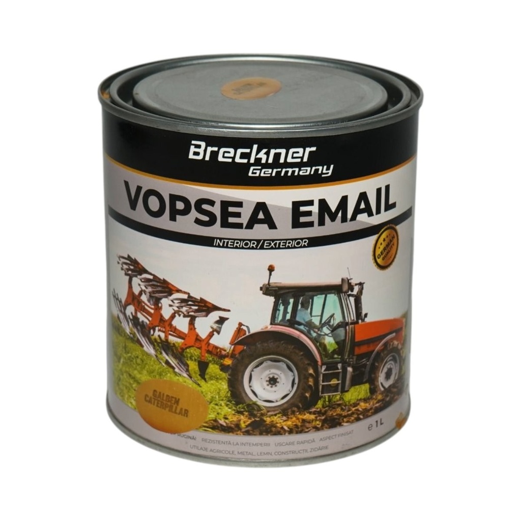 Vopsea email anticoroziva 3 in 1 galben Caterpillar pe baza de solvent 1L, direct pe rugina, interior si exterior
