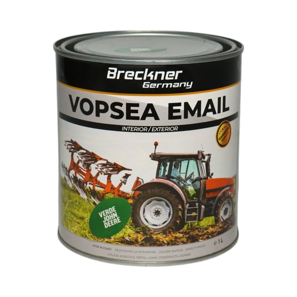 Vopsea email anticoroziva 3 in 1 verde John Deere 1K pe baza de solvent 1L, direct pe rugina, interior si exterior