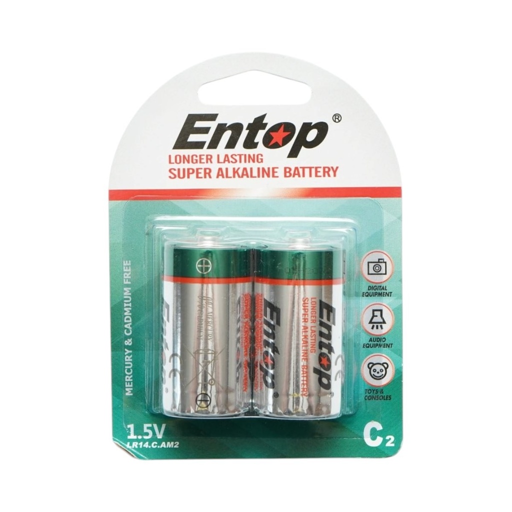 Baterie alcalina C 1.5V LR14 AM2 2 buc/set Entop