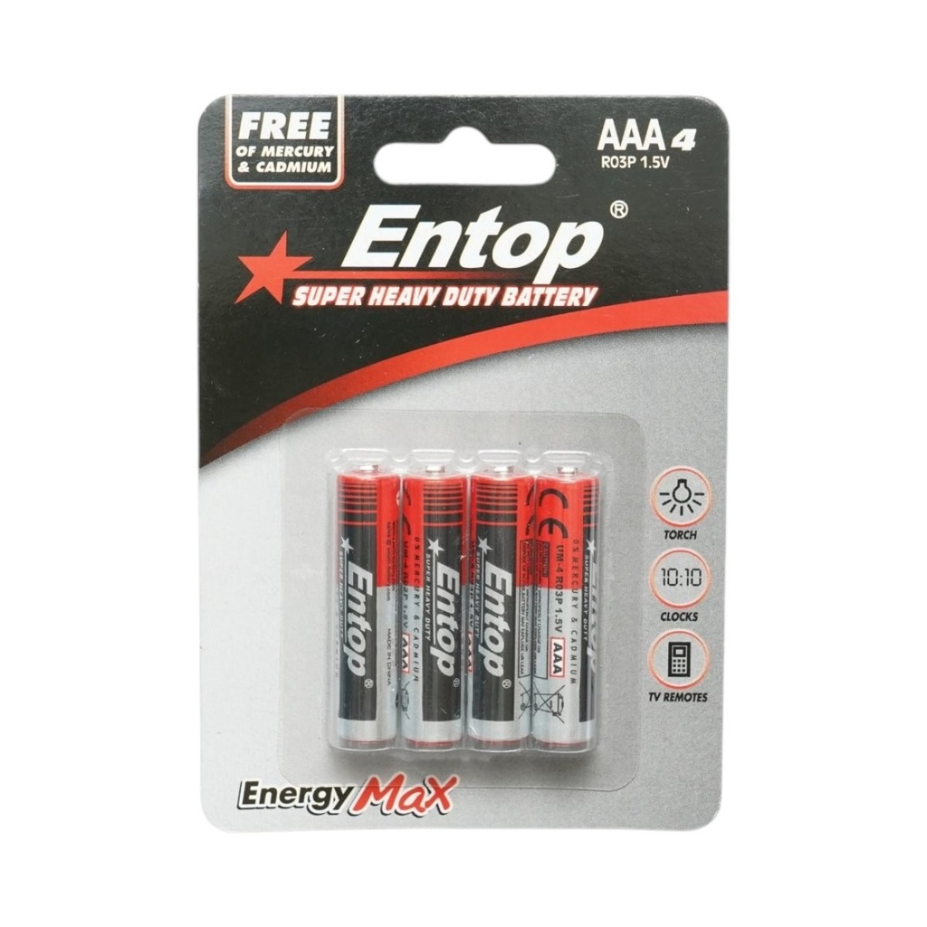 Baterie zinc-carbon AAA 1.5V R03P UM-4 4 buc/set Super Heavy Duty EnergyMax Entop