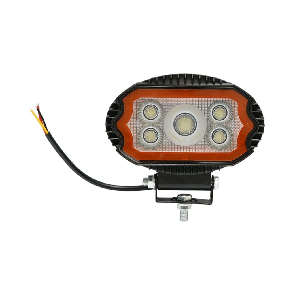 Proiector oval LED cu DRL 17W, 9-36V, 47 LED-uri, alb-galben, carcasa aluminiu 141x106x38mm IP67