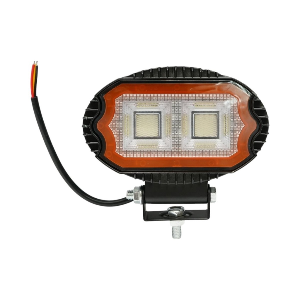 Proiector oval LED cu DRL 17W, 9-36V, 54 LED-uri, alb-galben, carcasa aluminiu 141x106x38mm IP67