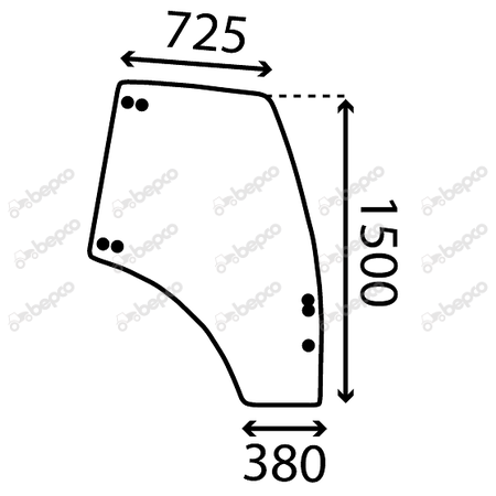 DOOR WINDOW RIGHT - CURVED - TINTED