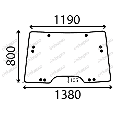 OPENING FRONT WINDSHIELD CURVED - NON-TINTED