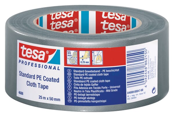 Bandă textilă cu polietilenă Standard gri 25mx50mm, TesaBAND®