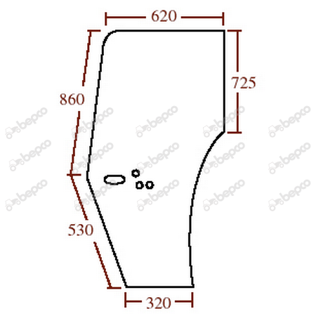 DOOR WINDOW LEFT - CURVED - NON-TINTED