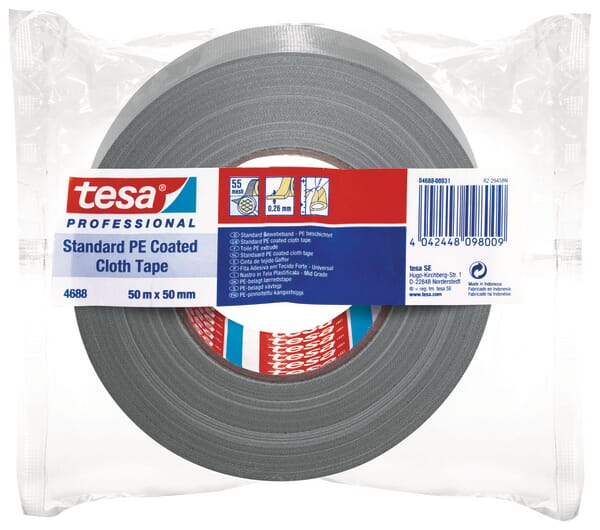 Bandă textilă cu polietilenă Standard gri 50mx50mm TesaBAND®
