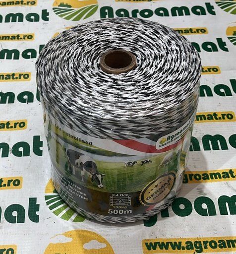 [AMAT1-52337] Rola Fir Negru-Alb fi 3mm 5x0.2mm Inox, 500m Gard Electric