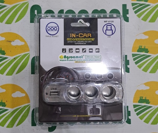 [AMAT1-52736] Adaptor Triplu Bricheta si 1 Port USB cu Cablu 1M