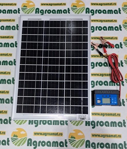 [AMAT1-70714] Panou Solar 30W/18V Fotovoltaic cu Regulator de Incarcare 12/24V 20A
