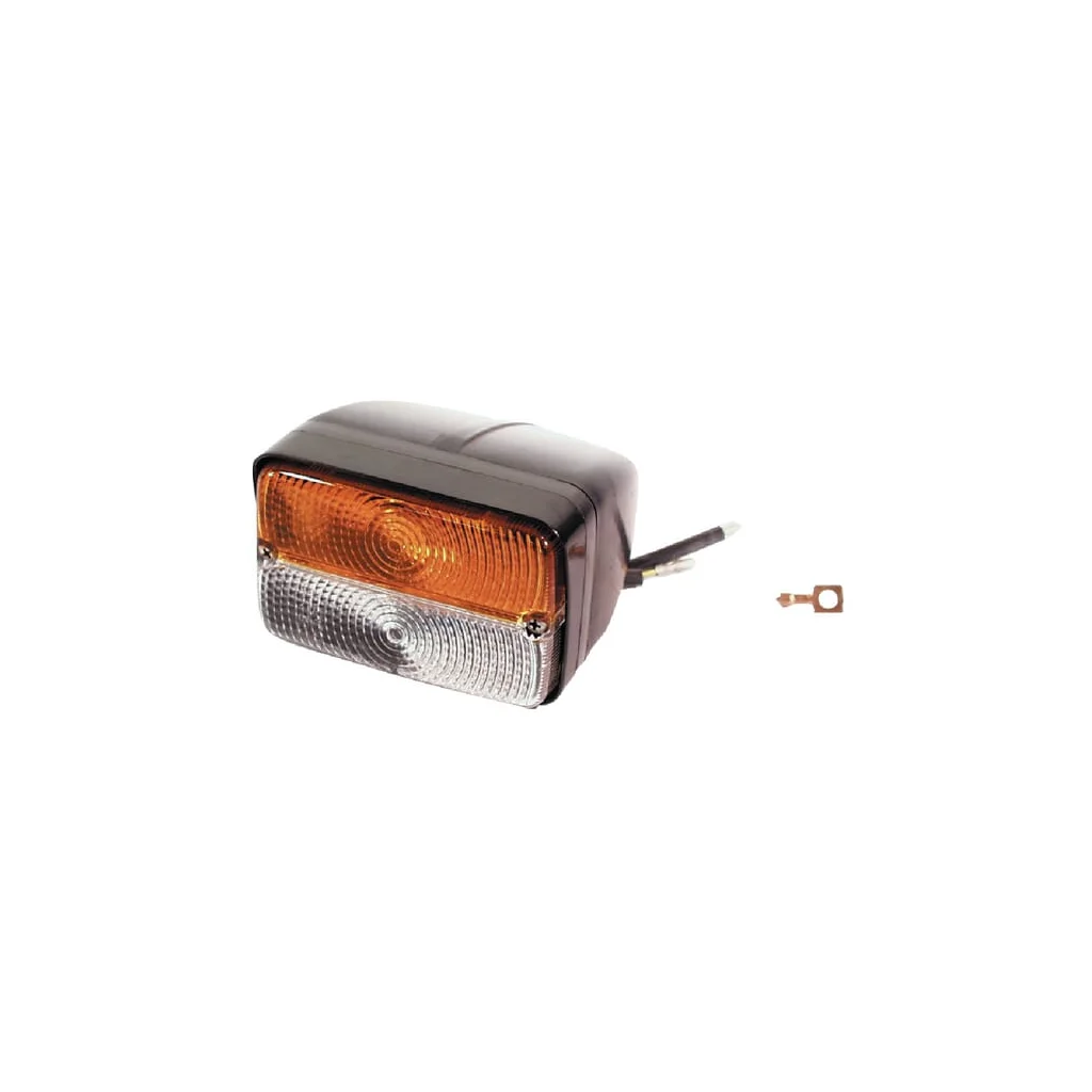 [AMAT2-32297] Lumină de direcție și poziție Halogen, față, rectangulară, 12V, chihlimbar/transparent, prindere cu șurub, 120x136mm, Cobo 03134000