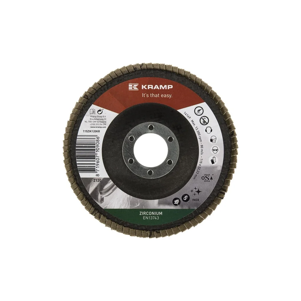 [AMAT2-52656] Disc de șlefuire lamelar cu zirconiu 115mm granulație 120 115ZIK120KR